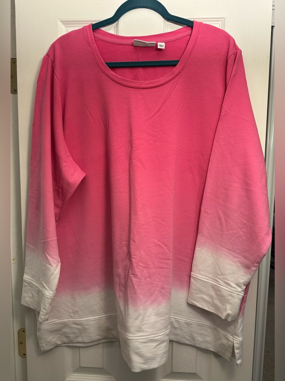 🩷🤍🩷 Denim & Company Pink Ombre Crewneck Sweater Size 2X